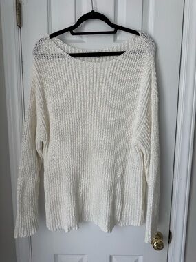 fun 2 fun Cream Open-Knit Swim Coverup Sweater